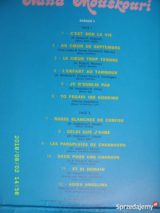 Pop LP NANA MOSKOURIGRAND SUCCES2 LP FRANCE
