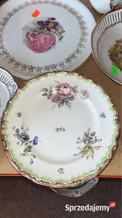 Talerz ręcznie zdobiony Sygn Aina Wedin 1955 Gdańsk