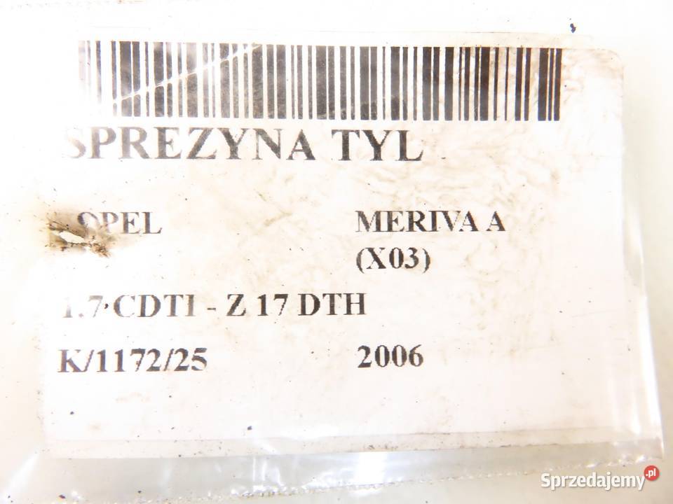 SPRĘŻYNY TYŁ OPEL MERIVA A 17 CDTI