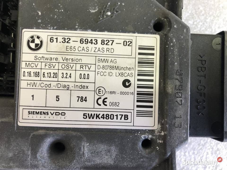 STACYJKA KLUCZYK MODUŁ 6943827 BMW E65 LIFT