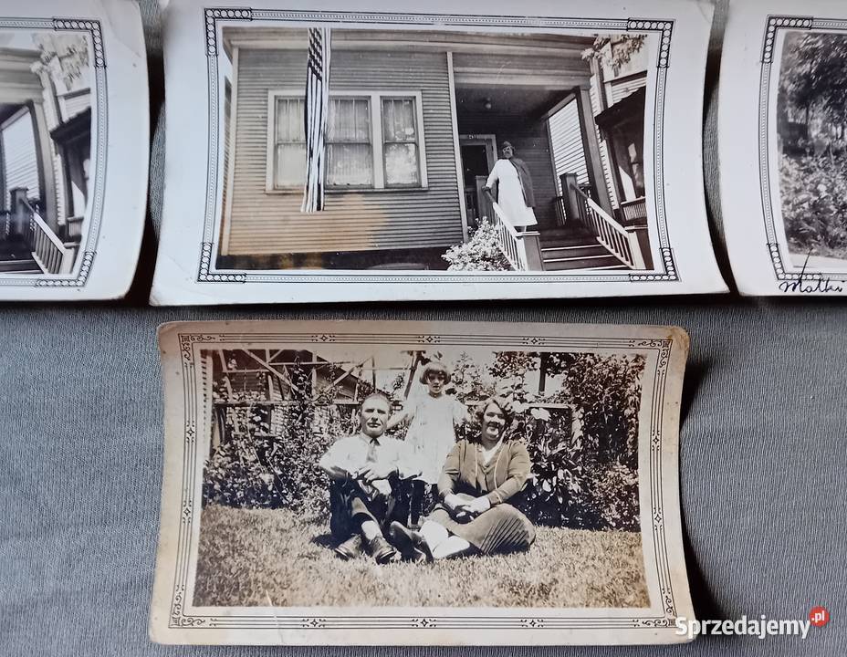Zestaw 4 fotografii rodzinnych polonia z USA wielkopolskie Koźminek