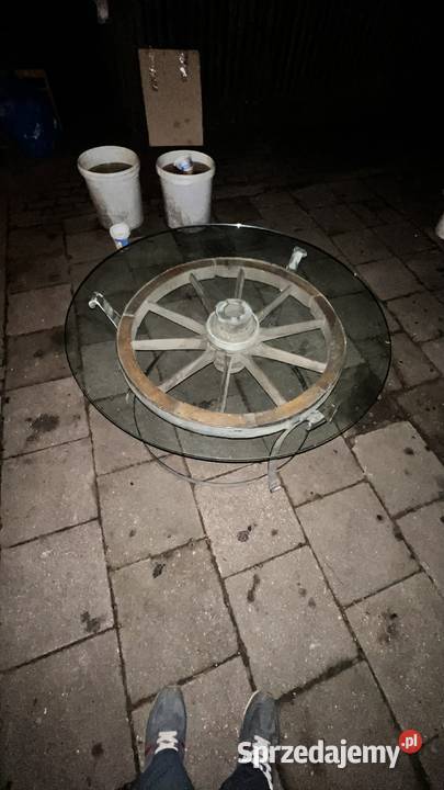 Stolik kawowy retro z koła wozu dolnośląskie Lubin