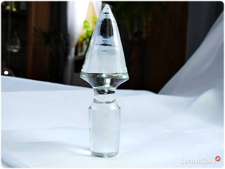 Stary szklany korek do karafki szpiczasty Żary