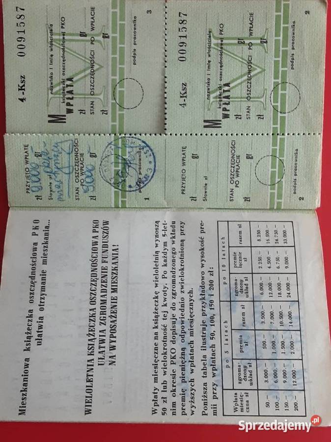 KSIĄŻECZKA MIESZKANIOWA PKO 1977 Szczecinek