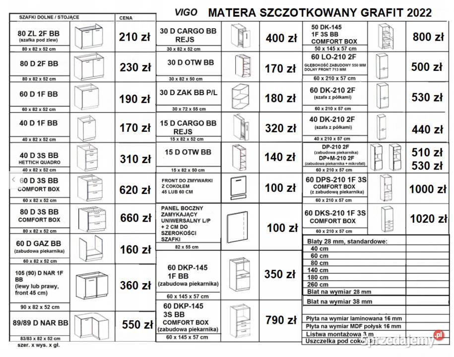 KUCHNIA VIGO FRONTY GRAFIT SZCZOTKOWANY DĄB Komplety mebli Białystok