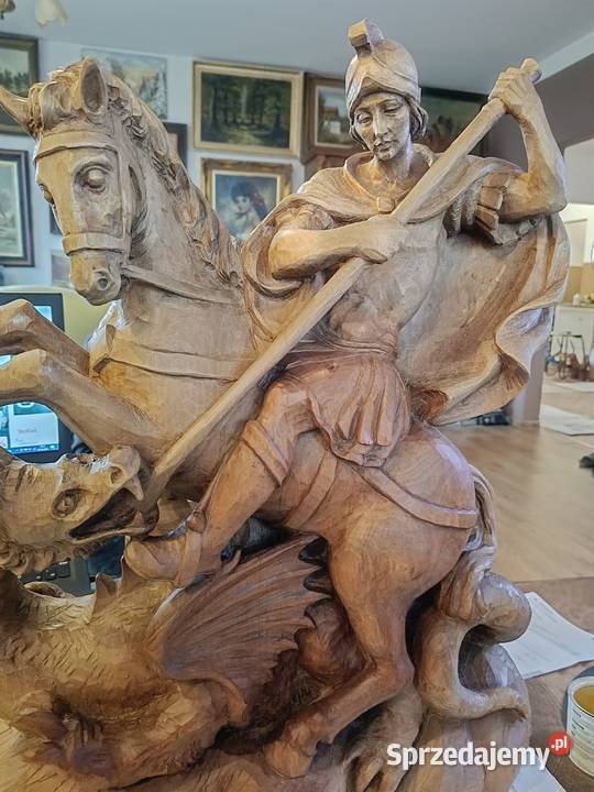 Pojedynek św Jerzego ze smokiem rzeźba drewniana kujawsko-pomorskie