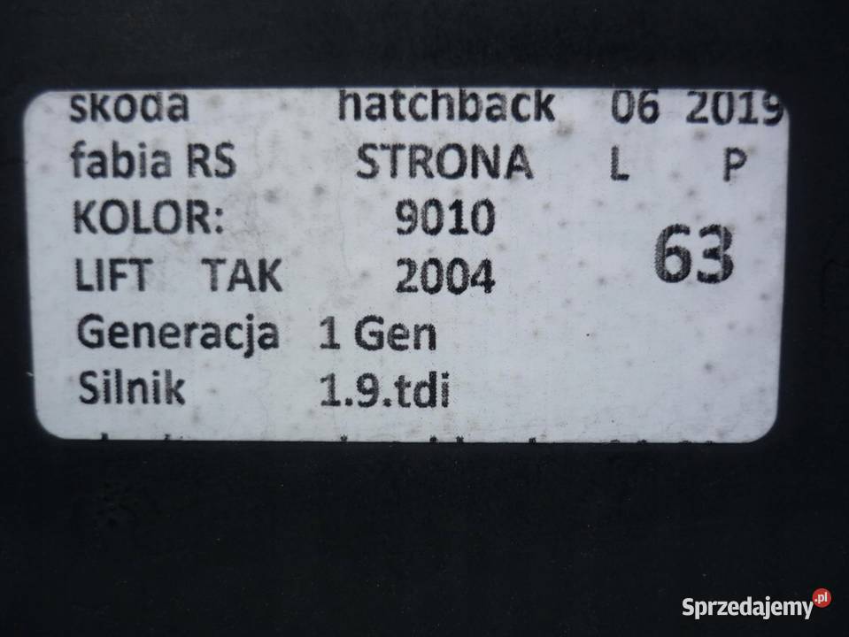 PAS PRZEDNI KOMPLET K FABIA RS LIFT 19 TDI Zbierkowo
