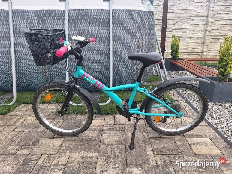 Rower BTWIN 20 miętowy różowy koszyk