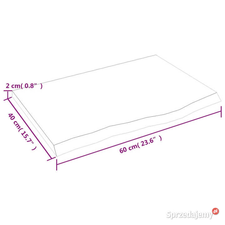 Półka 60x40x2 surowe lite drewno dębowe WM363527 Warszawa