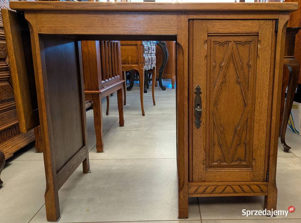 Piękne dębowe nieduże biurko z rozkładanym śląskie Dąbrowa Górnicza