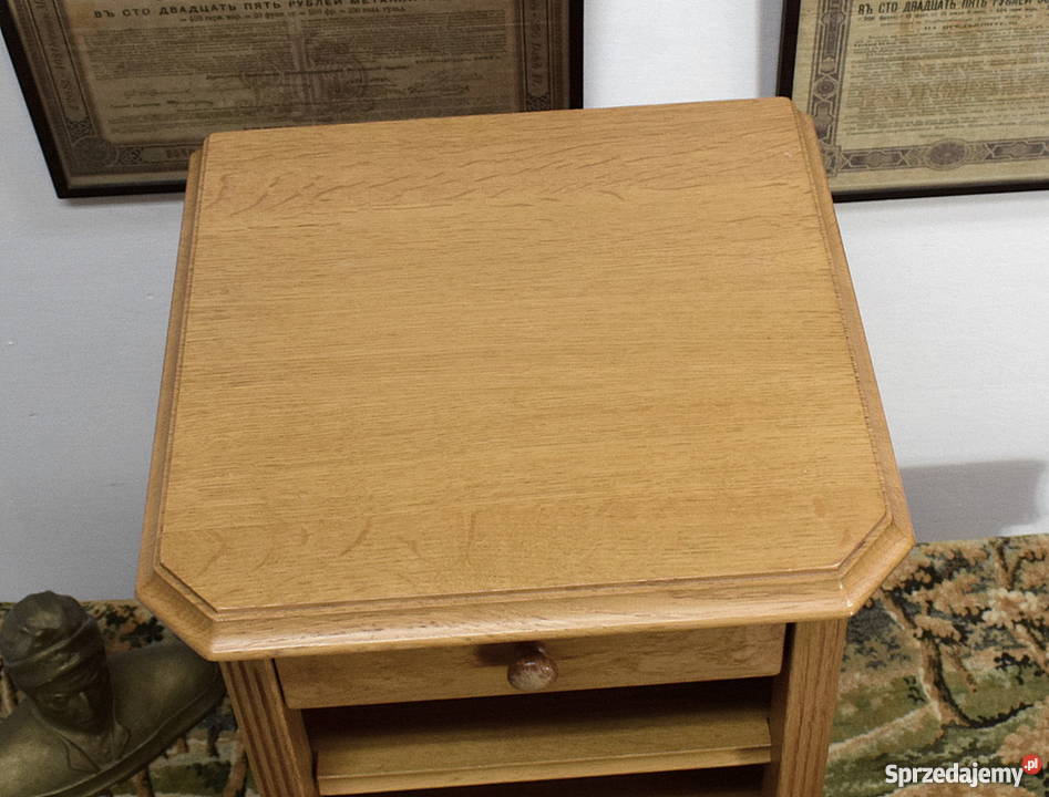 ŁADNA DĘBOWA SZAFKA Z WYSUWANYM BLATEM STOLIK dolnośląskie Świdnica