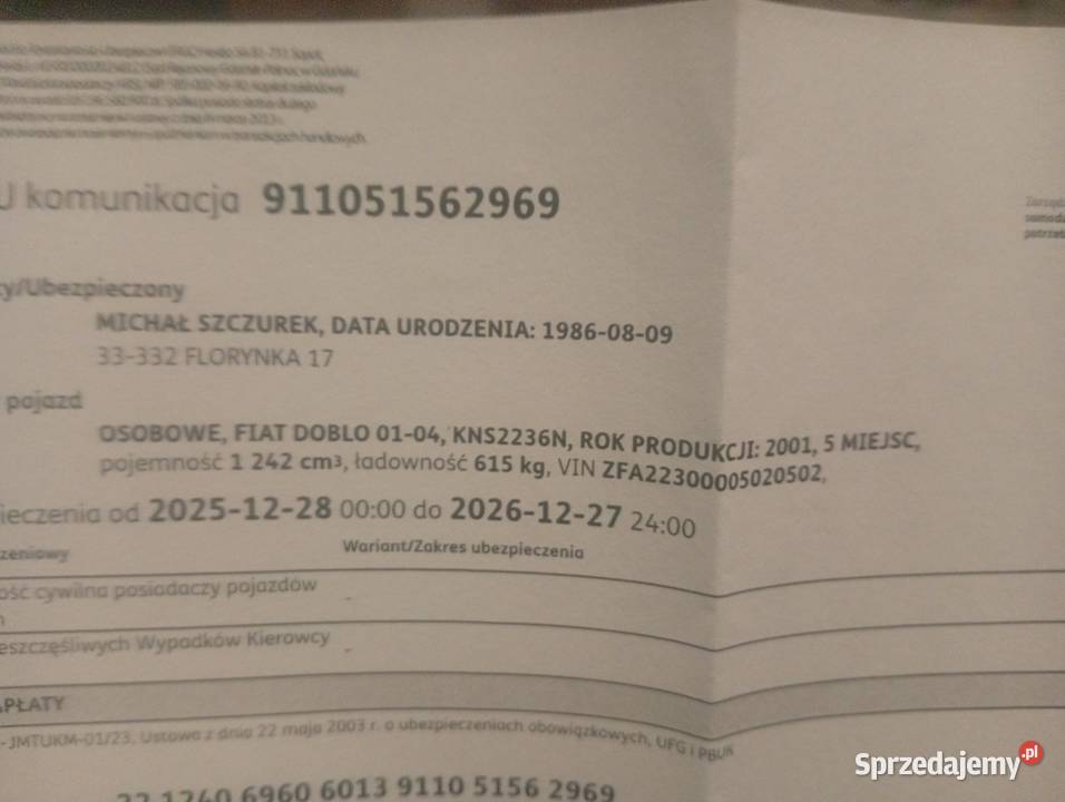 Fiat Doblo nieuszkodzony sprzedam