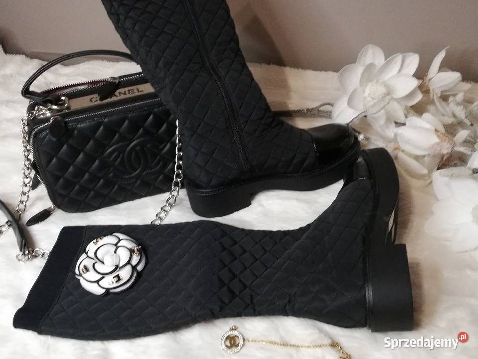 kozaki pikowane czarne w stylu Chanel inna Warszawa sprzedam