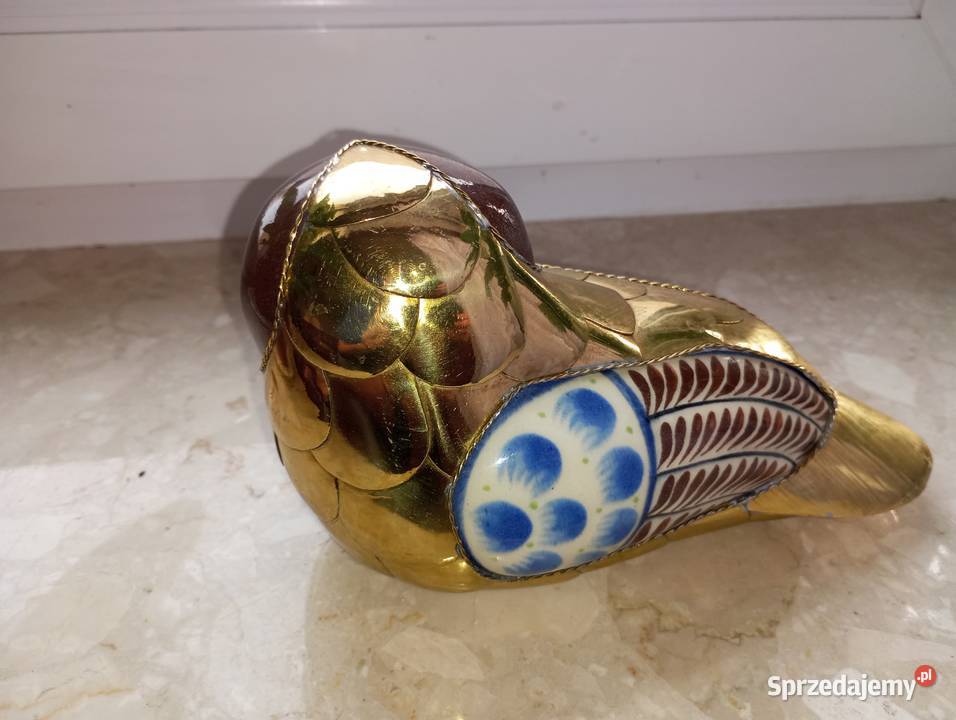 Sowa ceramika z mosiądzem lubelskie Biłgoraj sprzedam