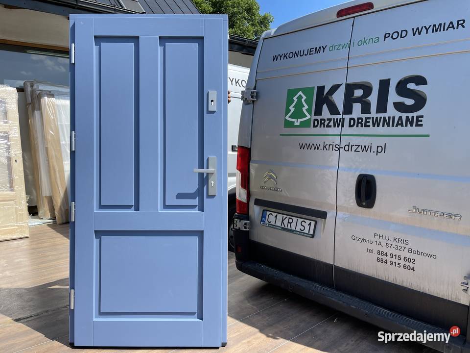 Drzwi drewniane zewnętrzne KLAMKA SCHLAGE CAŁA kujawsko-pomorskie Grzybno