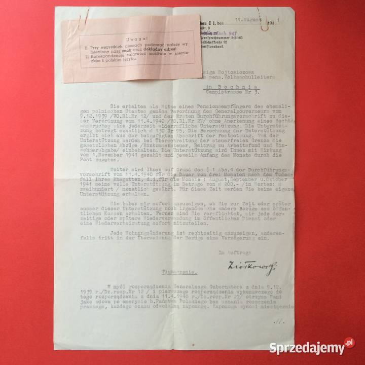 1858 Niem Pismo O Zapomodze Jadwiga Wojtowicz Szczecin