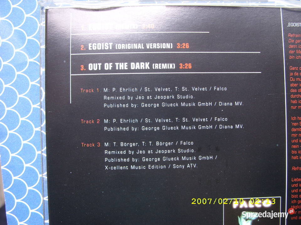 Elektro CD FALKO2plyty single elektroniczna Wołów