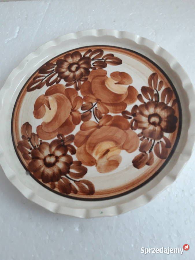 talerzyk KOŁO ręcznie malowany lata 80te Porcelana i szkło