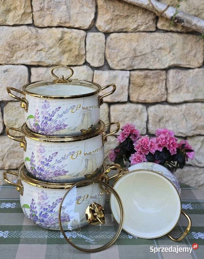 Promocja 199 zl Garnki emaliowane Lawenda Przybory kuchenne Zabrze sprzedam