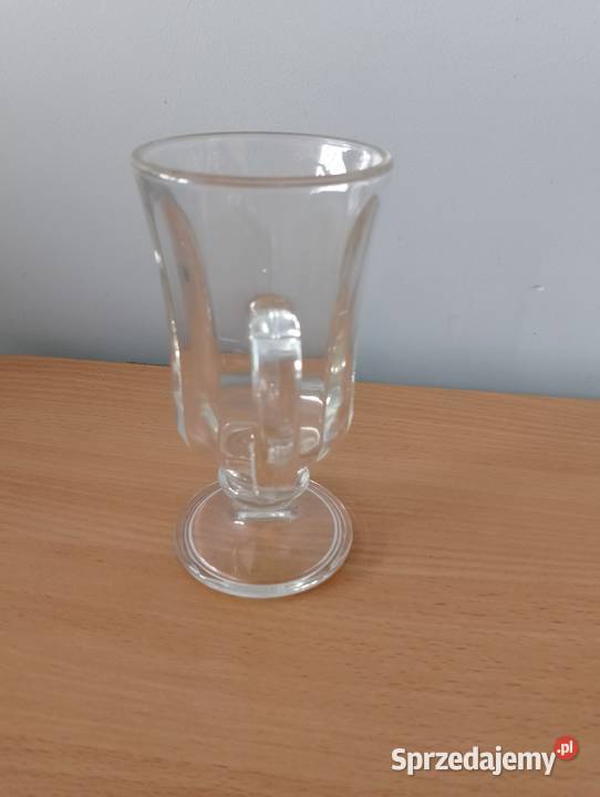 SZKLANKA do kawy wysoka z uchem kubek szklany Złotniki