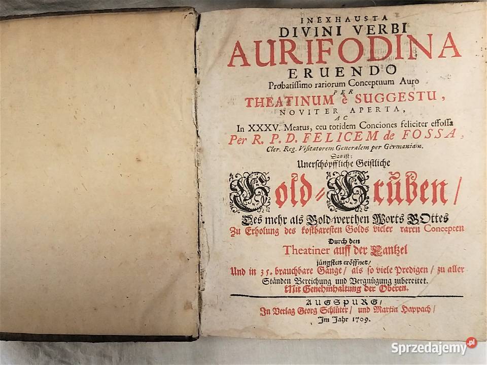 Aurifodina kopalnia złota Dzieło teologiczne F Antykwariat Warszawa