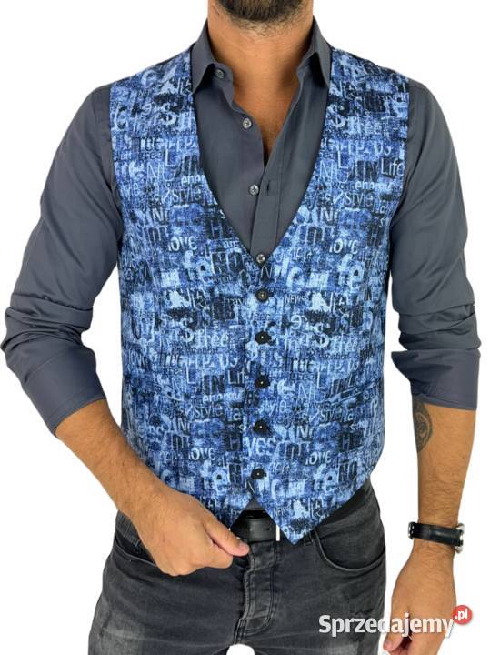 GIOVANNI PERA kamizelka męska D628 niebieska w Odzież codzienna Ostrów Wielkopolski