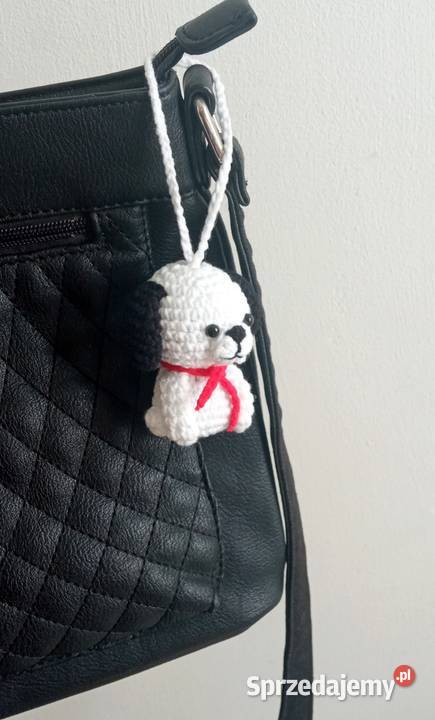 Piesek wykonany na szydełku brelok zawieszka Rękodzieło Łask