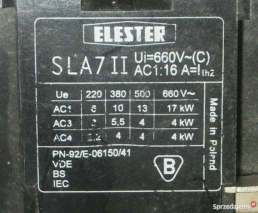 Stycznik 16 A SLA 7 II ELESTER cewka 220 VAC