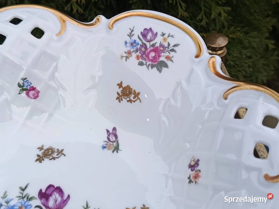 Patera porcelanowa na nóżkach Reichenbach lubuskie Klenica