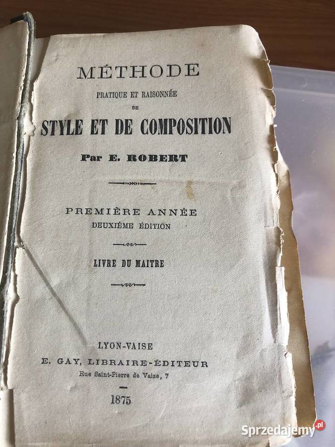 Stara książka z 1875 roku w języku francuskim Antykwariat Olkusz