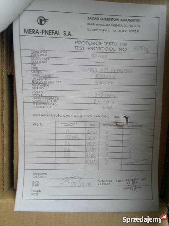 Przetwornik ciśnienia mera pnefal Dąbrowa Górnicza