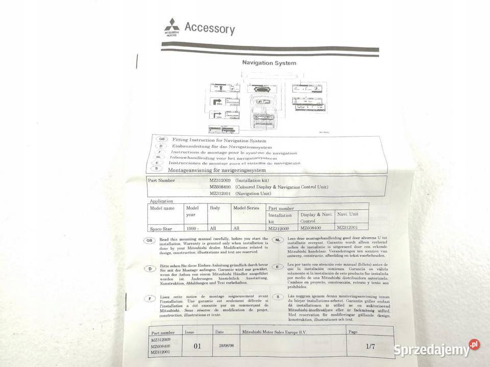 MOCOWANIE NAVI MITSUBISHI MZ312009 ORIGINAL OE lubelskie