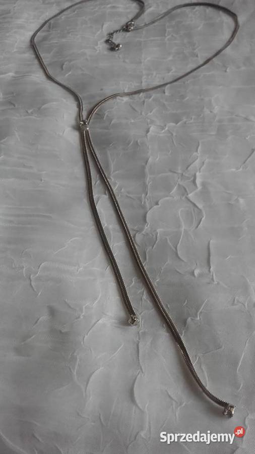 SREBRNY NASZYJNIK Z PŁASKIEJ ŻMIJKI Z CYRKONIAMI Piła