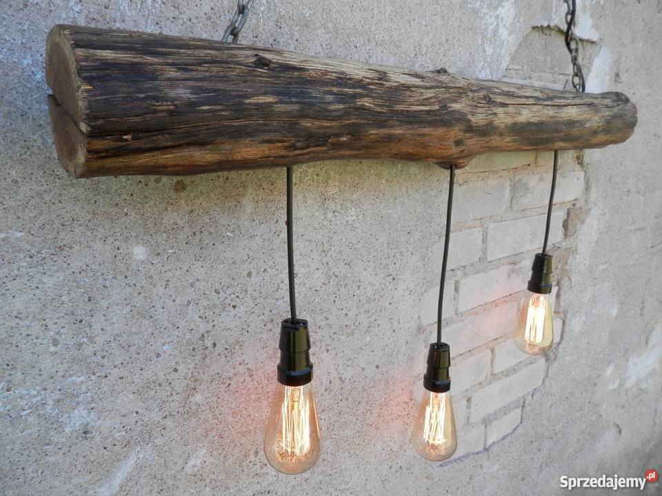Żyrandol ręcznie wykonany ze starej belki Szczecinek