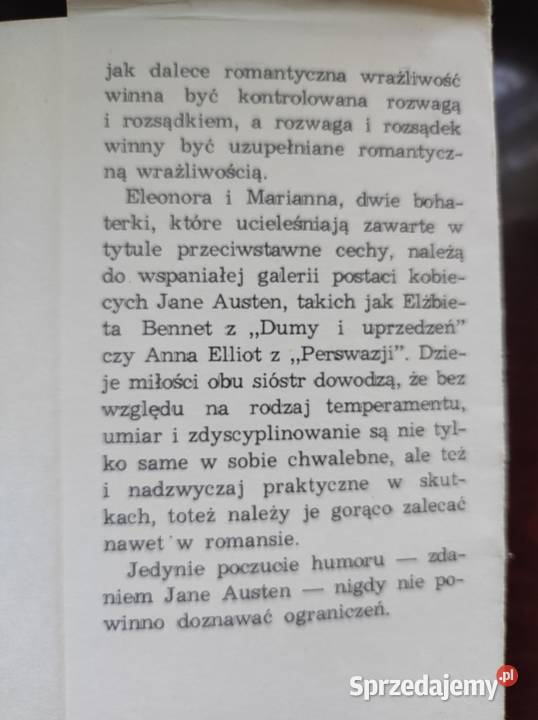 Rozważna i romantyczna Jane Austen Sense and Kielce