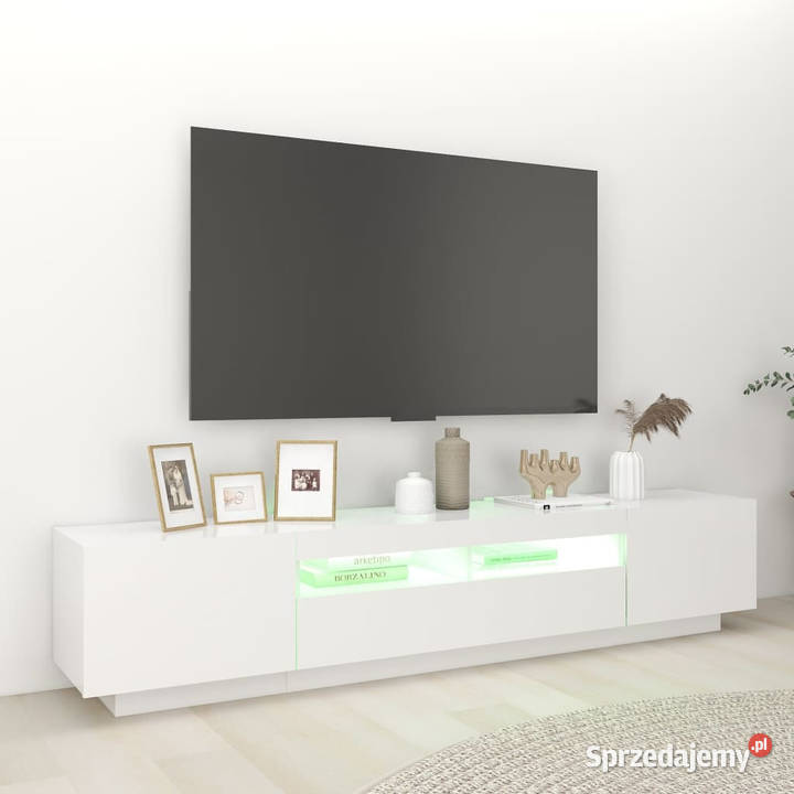 Szafka pod TV z oświetleniem LED biała 200x35x40 RTV mazowieckie