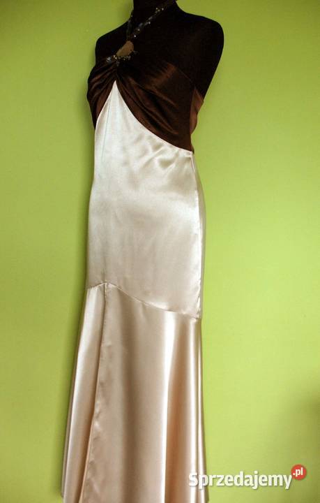 Sukienka satyna 40 L biust 90 Maxi Bez wzoru Siedlce