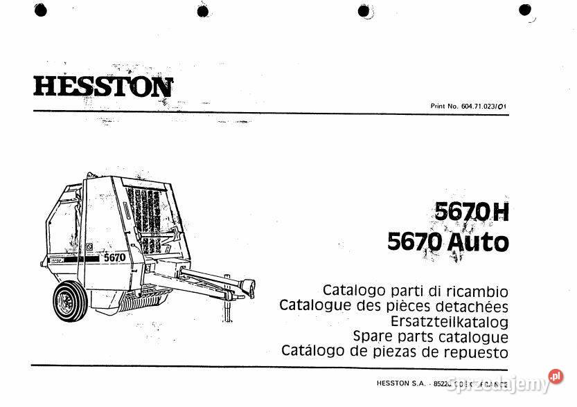 Hesston 5670 Auto 5670H katalog cześci