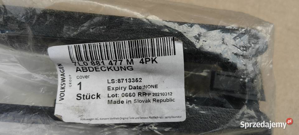 7L0881477M 4PK Osłona prowadnicy szyny fotela Rożnów