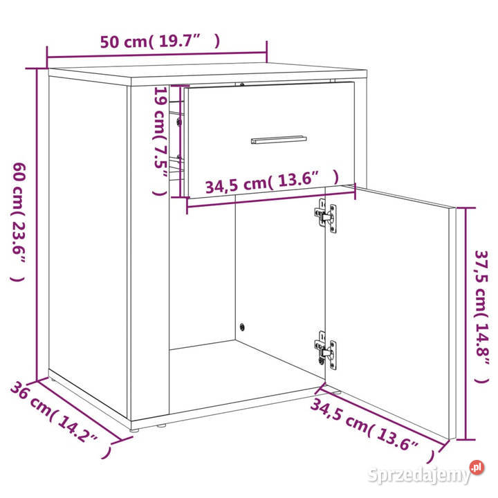 Szafka nocna szary dąb sonoma 50x36x60 WM816726 Warszawa