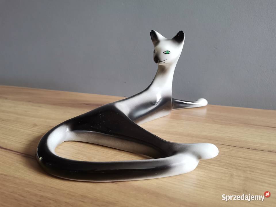Stara figurka Kot porcelana Bogucice M śląskie Katowice