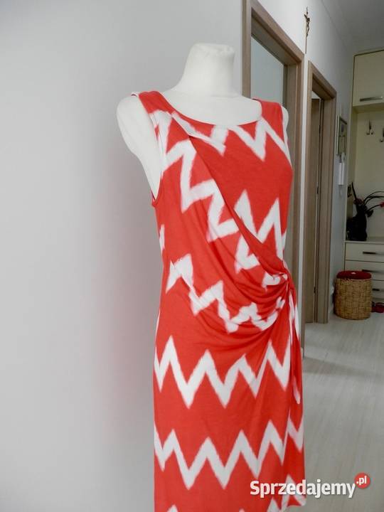 Sukienka Wizytowa Dopasowana Drapowana Koralowa podlaskie Łomża