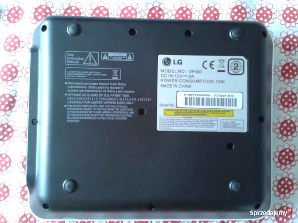 Przenośny odtwarzacz DVD LG DP450 w czarnym DVD i Blu-ray Katowice