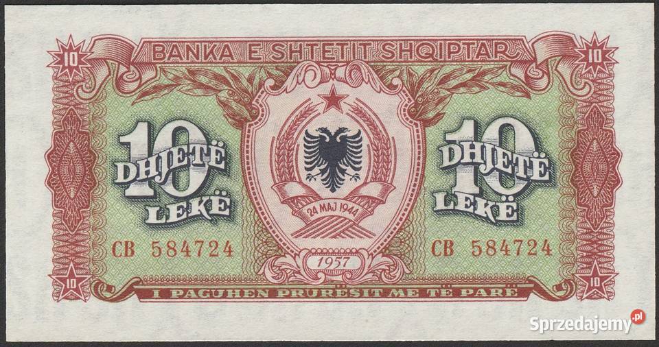 Albania 10 leke 1957 stan bankowy UNC Łódź