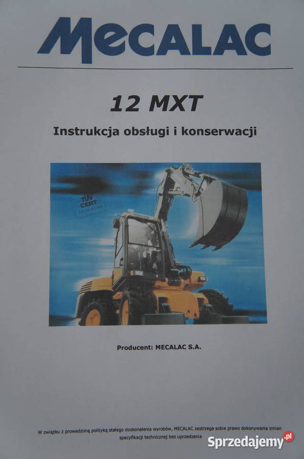 Instrukcja obsługi i konserwacji DTR koparka
