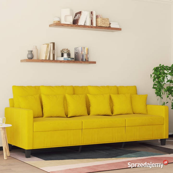 Sofa 3osobowa żółty 180 tapicerowana aksamitem Sofy i kanapy Warszawa sprzedam