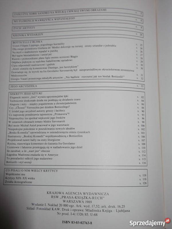 Sieramska Maria red Geniusze sztuki Botticelli zachodniopomorskie Goleniów