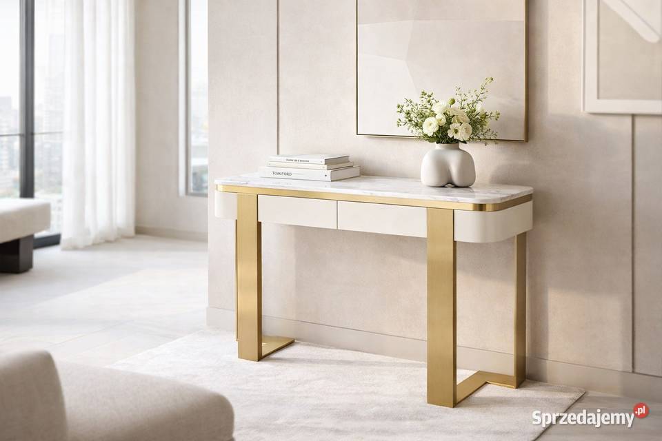 Konsola glamour z marmurem i szufladami Sofia Golkowice