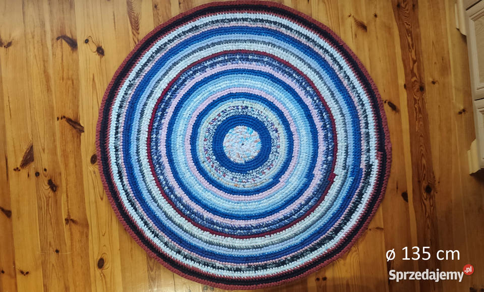 Dywan okrągły średnica 135 rękodzieło zero waste wielokolorowy Łódź sprzedam