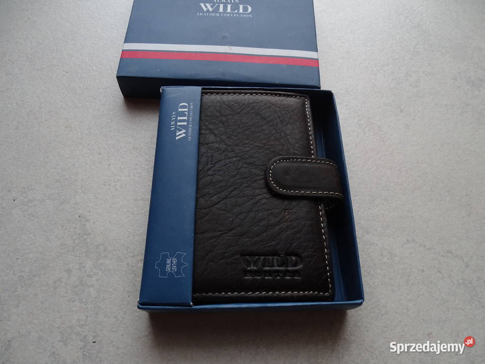 Męski zapinany skórzany portfel WILD HUNTER Pozostałe Różan